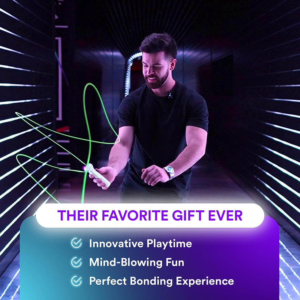 Interactive Glow-in-the-Dark Rope Launcher with Built-in UV Blacklight – STEM Flow & String Shooter Toy for Kids and Adults