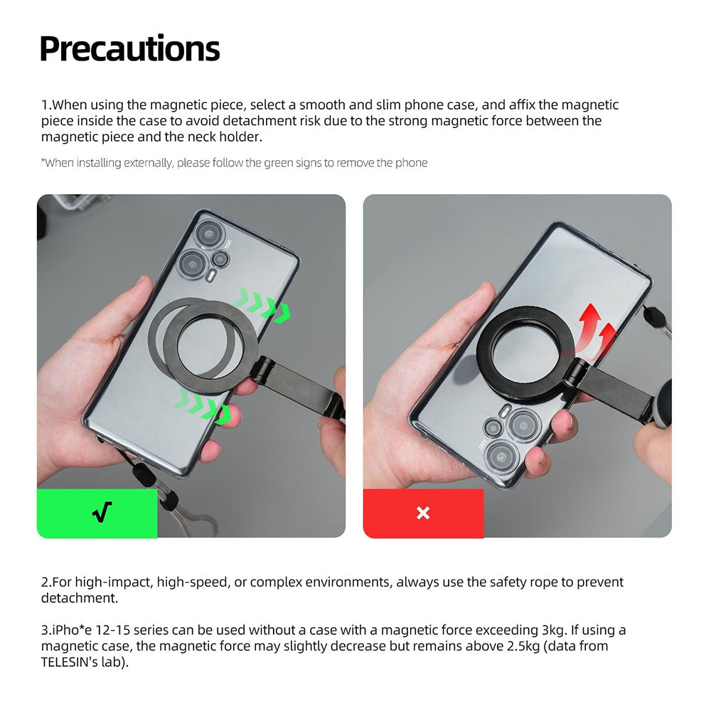 Magnetic Neck & Chest Phone Holder — Wearable Mount for POV Vlogs, Selfie Videos, and Hands-Free Recording (iPhone 12–17, Android Compatible)